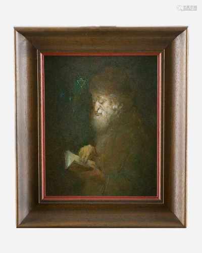 Jewish Artist early 20.century, portrait of a scholar, oi on board,framed20x16cmThis is a timed