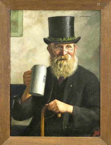 Wilhelm Gdanietz (1893-1969), Düsseldorfer Genremaler, Portrait eines kauzigen Alten
