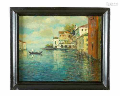 Italian Artist around 1920, Villas by the sea,Oil on Canvas,framed25x30cmThis is a timed auction