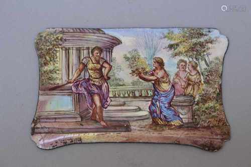 Vienna enamel plaque, painted, 19.century8 cmThis is a timed auction on our German portal lot-