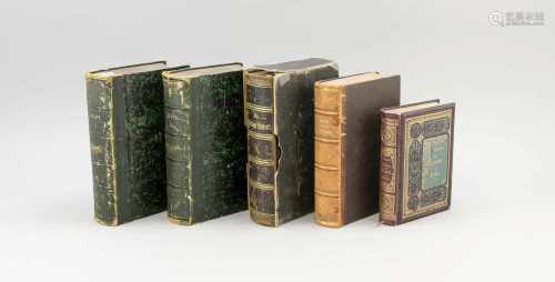 Fünf antiquarische Bücher, 19. Jh. 1 x Die Bibel oder die ganze heilige Schrift, Stuttgart1896,