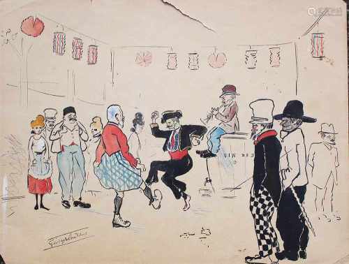 French artist around 1900, carnival, ink and watercolour on paper signed24x16cmThis is a timed