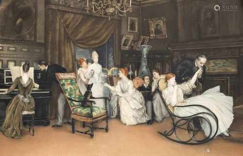 Henri Lucien Doucet (1856-1895) nach, Farbradierung eines französischen Grafikers des 19.Jh. nach