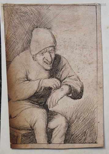 Dutch school 17.century, man with blessed hand, black ink on paper10cmThis is a timed auction on our