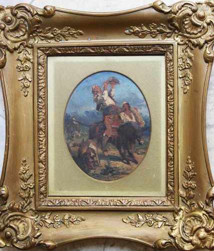 Artist 19. century ,travellers, signed , oil on board framed15cx12cmThis is a timed auction on our
