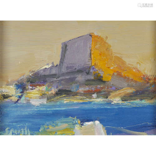 RONALD SMITH R.S.W., R.G.I., P.A.I. (SCOTTISH B.1946) BONIFACIO Signed, oil on board 15cm x 20cm
