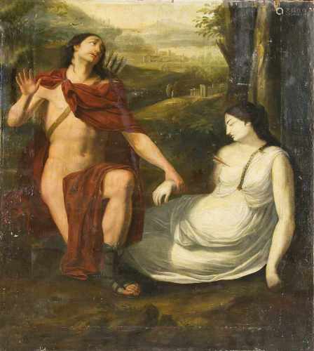 Italienischer Maler um 1700, Kephalos und Prokris vor einer weiten Landschaft, Öl aufLwd.,