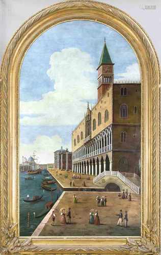 Gaetano Fasanotti (1831-1882), ital. Maler, Venedig-Ansicht mit Blick auf den Dogenpalastund