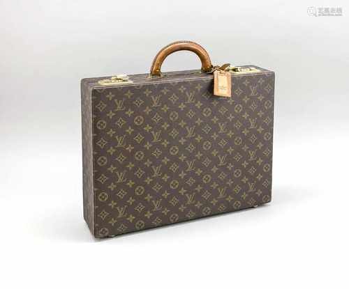 Louis Vuitton Vintage Hartschalen-Aktenkoffer, wohl 1980er Jahre. Dunkelbraunes Leder mittypischem