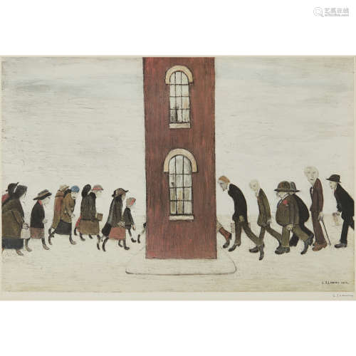LAURENCE STEPHEN LOWRY R.A. (BRITISH 1887-1976) MEETING POINT Offset lithograph, signed in