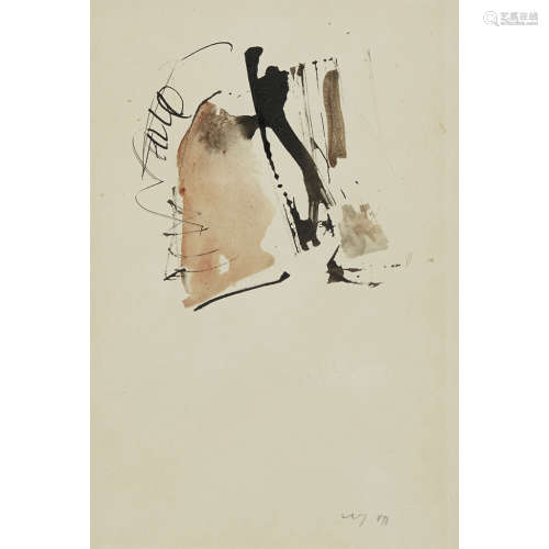 WILLIAM JOHNSTONE O.B.E. (SCOTTISH 1897-1981) UNTITLED Signed with initials and dated '71, ink