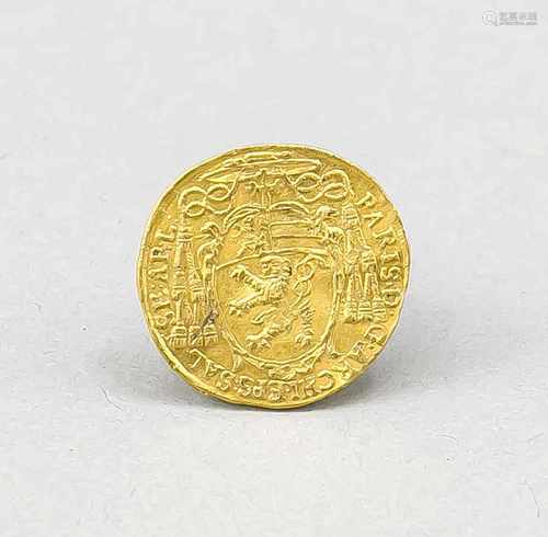 Goldmünze, Dukat 1651, Salzburg-Erzbistum, Paris von Ludron 1619 - 1653, Friedberg: 756,Gold 3,49 g,