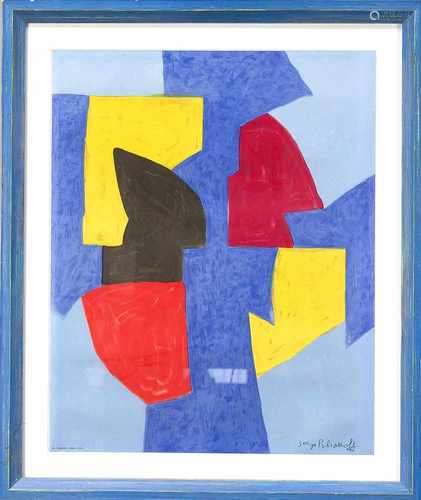 Serge Poliakoff (1900-1969), nach, Komposition in Blau, Rot, Gelb und Schwarz,Farblithographie bei