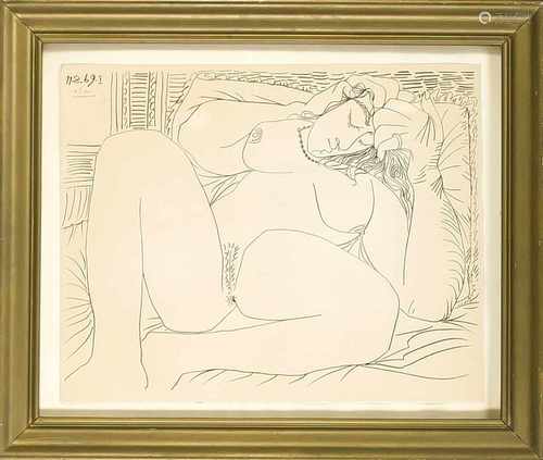 Pablo Picasso (1881-1973), nach, weiblicher Akt mit gespreizten Beinen, 