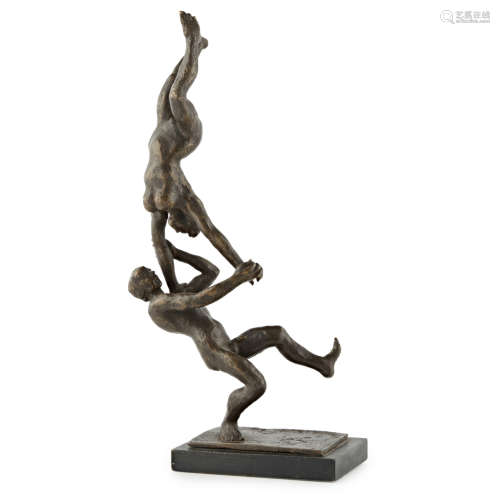 VINCENT BUTLER R.S.A. (BRITISH 1933-2017) ACROBATS Signed and dated 1983, bronze 42cm x 20cm x