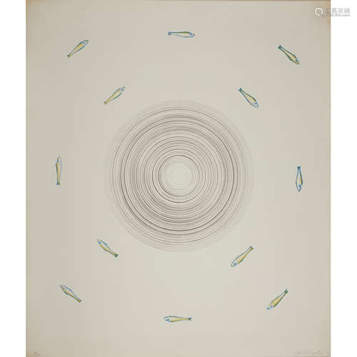 ED RUSCHA (AMERICAN B.1937) UNTITLED Signed and dated '83 in pencil, numbered 48/100, lithograph,