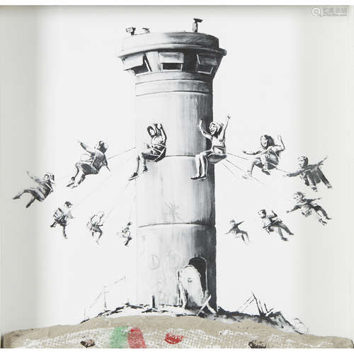 BANKSY (BRITISH B.1974) WALLED OFF HOTEL Digital print and concrete relief 22cm x 22cm (8.75in x