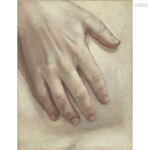 ALISON WATT O.B.E., R.S.A. (SCOTTISH B.1965) HAND ON LEFT BREAST Inscribed with title and