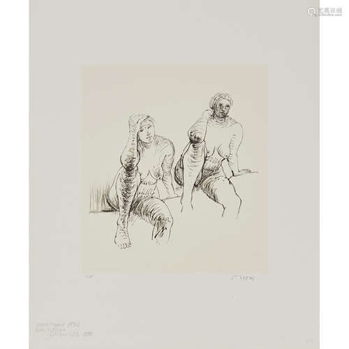 HENRY MOORE (BRITISH 1898-1986) SEATED FIGURES, NUDES PORTFOLIO, 1974 Signed and inscribed