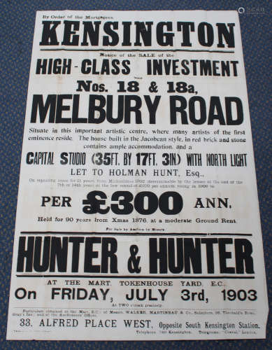 Wakeham & Co (printers) - 'Notice of the Sale of the High-Class Investment Nos. 18 & 18a, Melbury