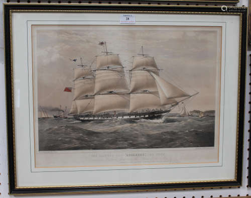 Thomas Goldsworthy Dutton - 'The Clipper Ship Anglesey, 1150 Tons', 19th century stone lithograph