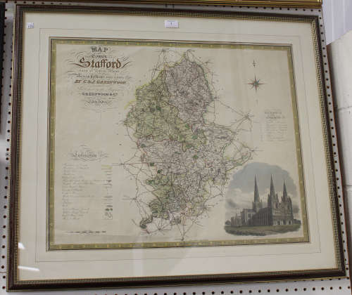 Josiah Neele, after Christopher and John Greenwood - 'Map of the County of Stafford', 19th century