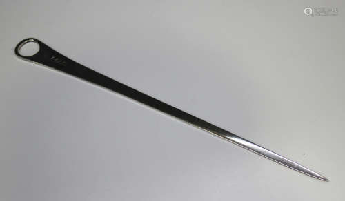 A George III silver meat skewer with ring terminal, London 1798 by Charles Fox I, length 30.5cm.