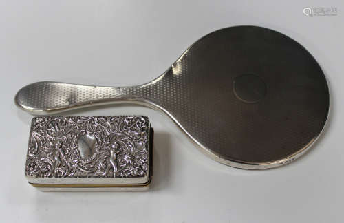 An Edwardian silver mounted rectangular curling tong heater box, the hinged lid decorated in