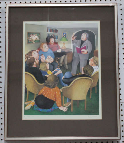 Beryl Cook - Poetry Reading, colour print, published by Alexander Gallery Publications Ltd circa