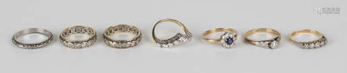 A gold, platinum and diamond set five stone ring, detailed 'Plat 18ct', a gold, platinum and diamond