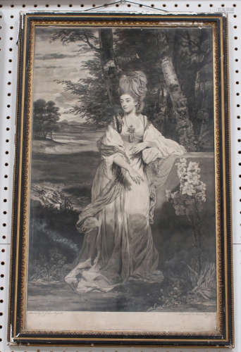 Thomas Watson, after Joshua Reynolds - Full Length Portrait of Catherine, Lady Bampfylde, mezzotint,