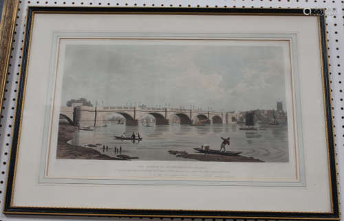 Robert Havell, after Edward Lapidge - 'The Bridge at Kingston-Upon-Thames', etching with aquatint