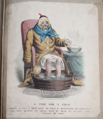 Gabriel Shear Tregear (publisher) - 'A Cure for a Cold', stone lithograph with near period hand-