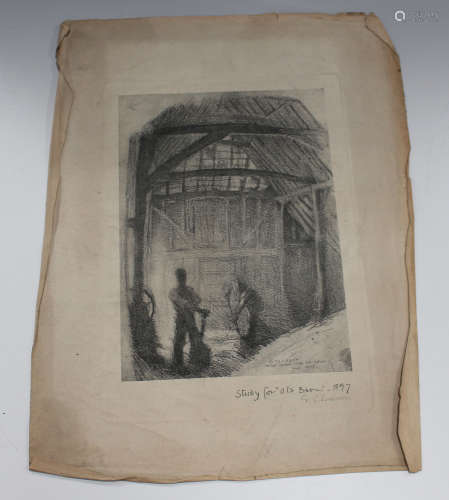 George Clausen - 'Study for Old Barn 1897', lithograph on Whatman wove paper, watermarked date for