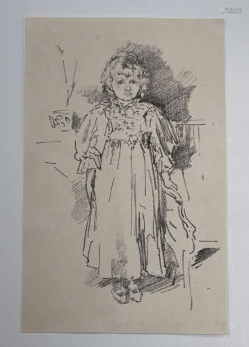 James Abbott McNeill Whistler - Little Evelyn, stone lithograph on laid paper, published for the Art