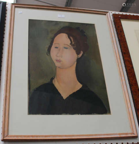 After Amedeo Modigliani - La Bourguignonne, mid-20th century collotype, published by Guy Spitzer,
