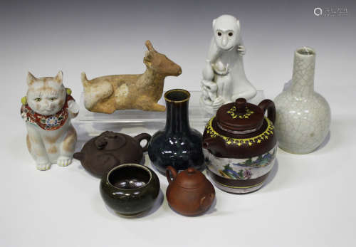 A group of Oriental ceramics, mostly 19th/20th century, including a Chinese grey crackle glazed