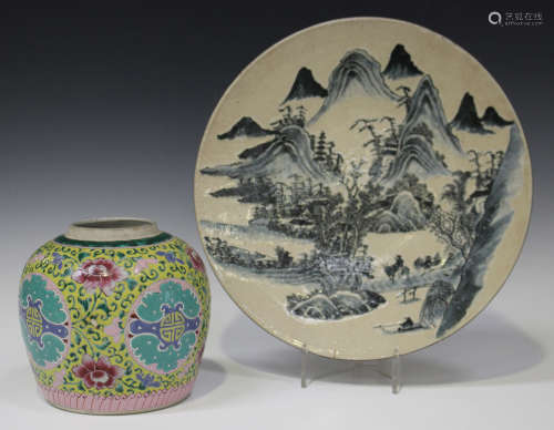 A Straits Chinese famille rose porcelain ginger jar, mid to late 19th century, enamelled with pink
