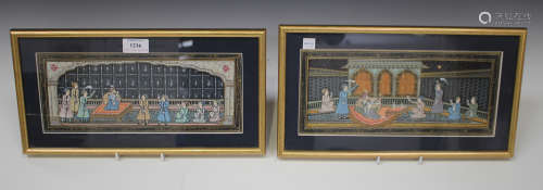 A pair of Indian gouache paintings, 20th century, each depicting a figural scene of a maharaja or