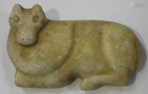A South Asian archaistic carved stone figure of a recumbent beast, length 8.5cm.Buyer’s Premium 29.