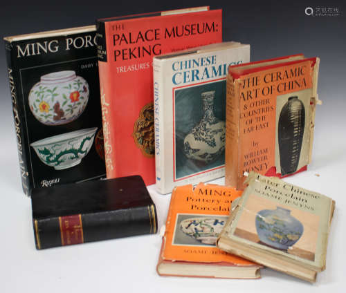 A collection of Asian art reference books, including 'Later Chinese Porcelain' and 'Ming Pottery and