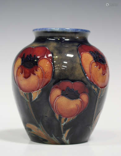 A Moorcroft pottery Big Poppy pattern vase, circa 1926-28, of high shouldered form, impressed