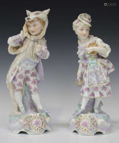 A pair of Gille French porcelain figures of children, late 19th century, modelled by Charles Baury