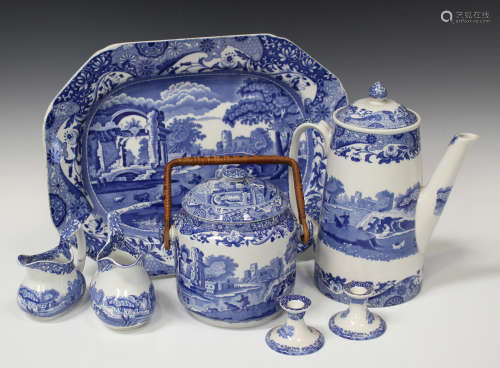 A collection of Copeland 'Spode's Italian' pattern blue printed tablewares, including five graduated