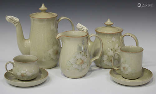 A Denby Daybreak pattern part service, including a coffee pot and cover, a teapot and cover, two