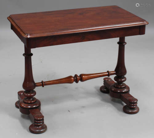 A mid-Victorian mahogany small centre table, the moulded rectangular top above a pair of baluster