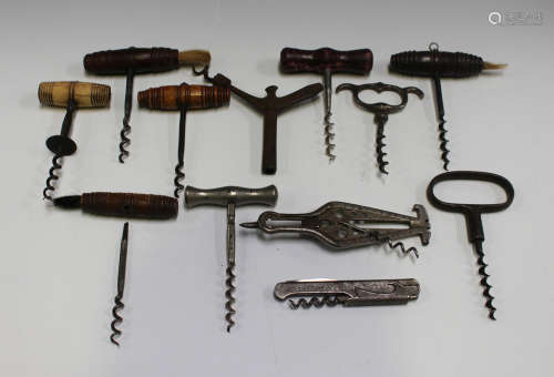 A group of mainly 19th and early 20th century corkscrews, including crossbar corkscrews and a