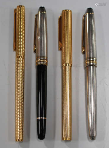 A Montblanc-Meisterstück silver and gilt ballpoint pen, a Montblanc-Meisterstück silver, gilt and