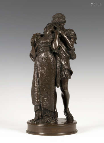 Giovanni Battista Amendola - a late 19th century Italian brown patinated cast bronze figure group