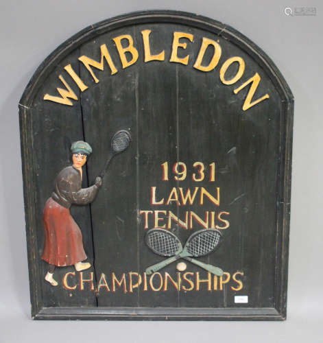A late 20th century reproduction advertising sign for 'Wimbledon 1931 Lawn Tennis Championships',